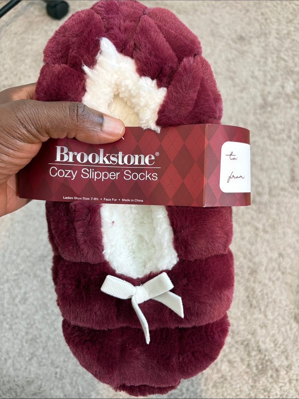 Brookstone Cozy Slipper Socks with Grippers